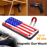 AntreeMAG 2-Pack Gun Magnet Mount, 55 lb Rating,Magnetic Gun Holster| Rubber Coated Gun Holder for Handgun, Shotgun, Rifles, Revolvers| Beside Holster, Using in Cars, Trucks, Wall, Desk (2-Pack American Flag)